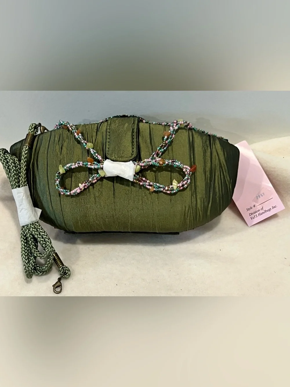 Vintage Prezzo Beaded Fringe Evening Bag with Gem Accents